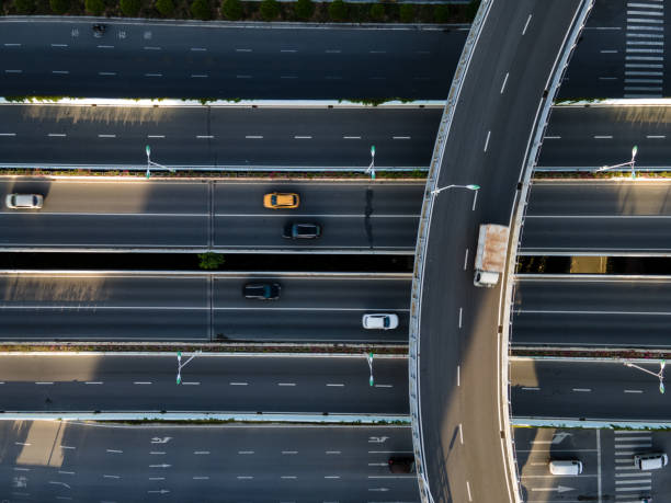 istock High angle vision of Viaduct with heavy traffic 1417975525