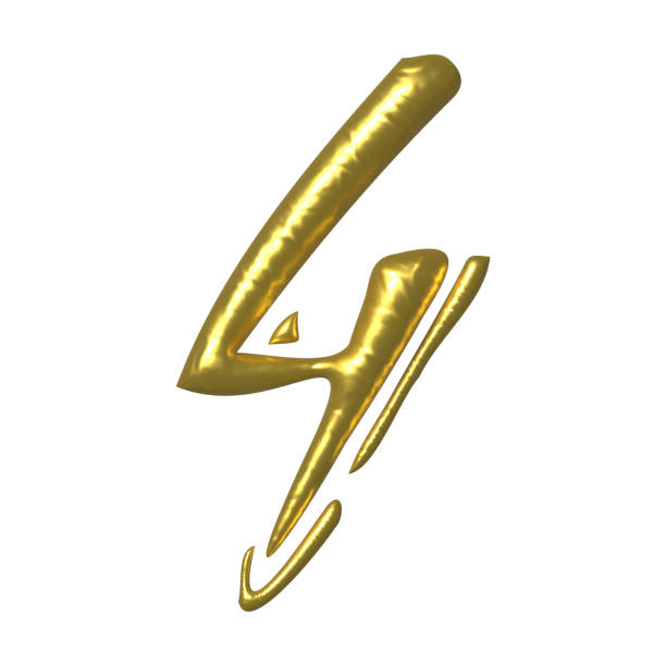 istock Golden shiny unique calligraphic numeral FOUR 4 - 3D illustration 1417979739