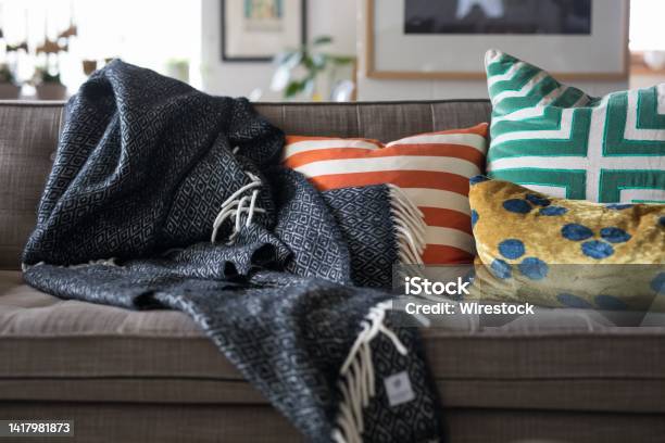 Closeup Shot Of Comfy Pillows On The Couch Stock Photo - Download