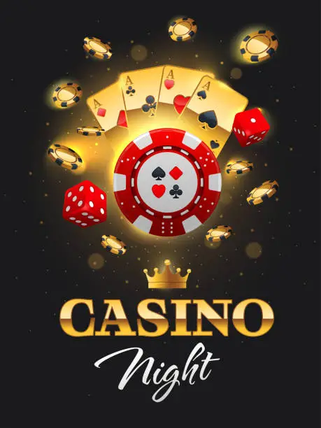 Vector illustration of Golden Casino Night flyer