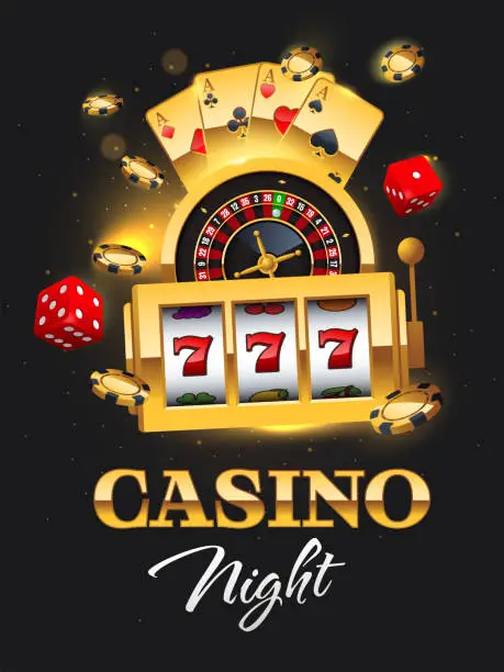 Vector illustration of Golden Casino Night flyer