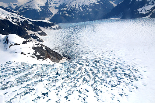 United States, Alaska: - The Le Conte Glacier is a 35 km long glacier in the Tongass National Forest in the Alaska Panhandle (USA).