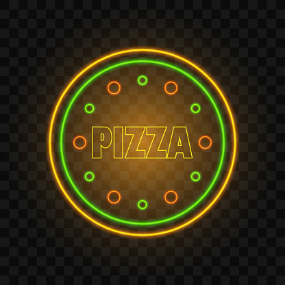 Pizza neon sign, isolated vector illustration.