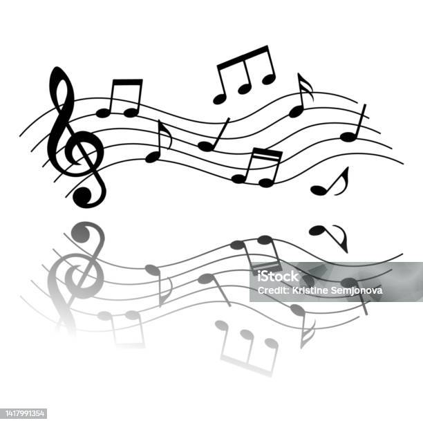 Music Notes With Reflection Vector Musical Design Element Stock ...