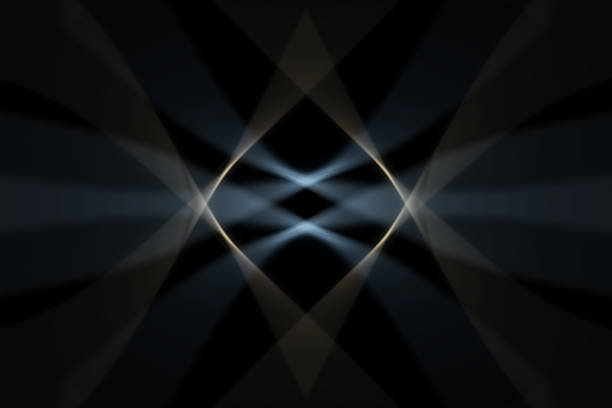 Freeze light - infinity, a game with light lines ,beautiful delicate blue and orange planes overlap each other on a black background,glitter glows