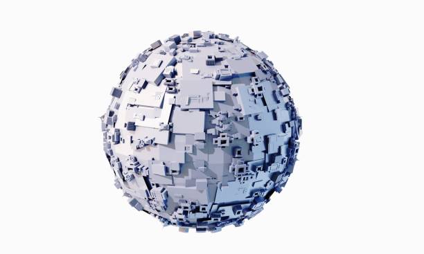 istock Sci fi technology background, Futuristic sci-fi ball, made of lots computer chips. Abstract technology background. 3D rendering illustration 1417992281