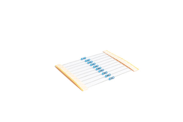 istock Bundle of electronic resistors isolated in white background 1417994463