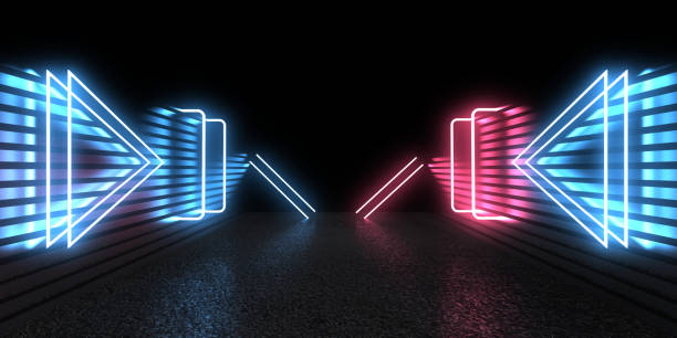 istock 3D abstract background with neon lights. neon tunnel  .space construction . .3d illustration 1417997472