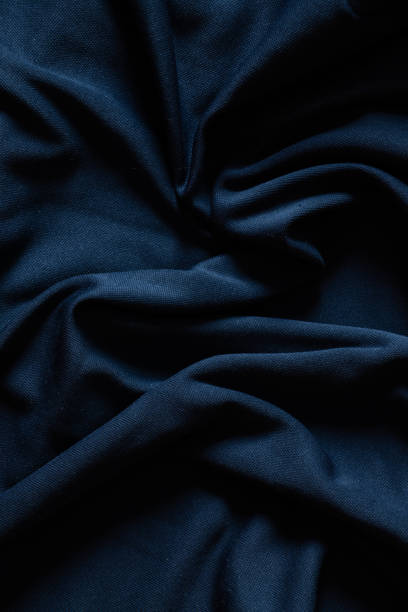 dark blue wrinkled fabric as background, blue fabric background, backgrounds