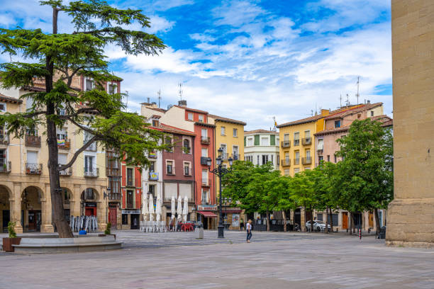 Plaza in Old Town of Logrono, Spain stock photo