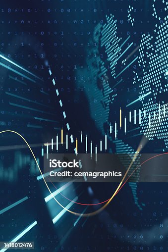 istock Data Technology Computer Generated Digital Currency and Exchange Stock Chart for Finance and Economy Display 1418012476