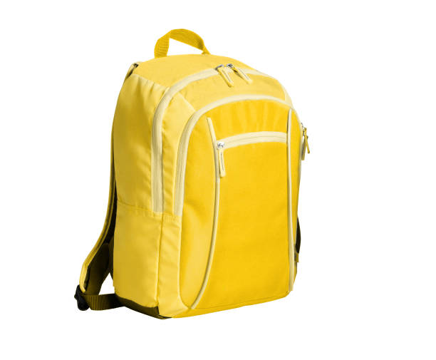 istock Yellow School bag isolated on white background 1418014667