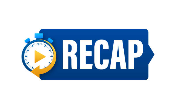 Recap, video play button replay. Watching on streaming. Vector stock illustration. vector art illustration