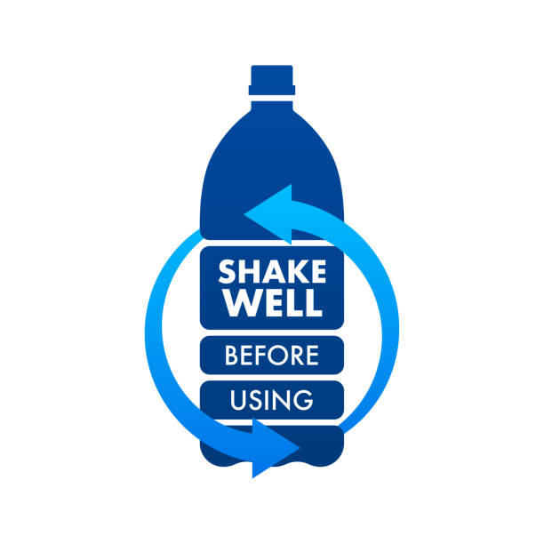 Shake well before using, label. Vector stock illustration. Shake well before using, label. Vector stock illustration laboratory shaker stock illustrations