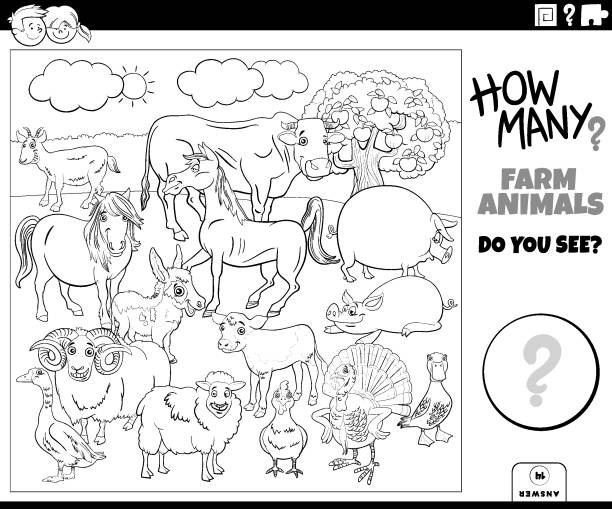 Count Farm Animals Coloring Page Illustrations, Royalty-Free Vector  Graphics & Clip Art - iStock