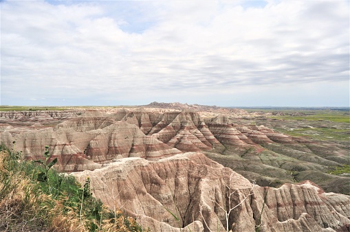 Colorful geologic formations are the main features of Badlands National Park, South Dakota.