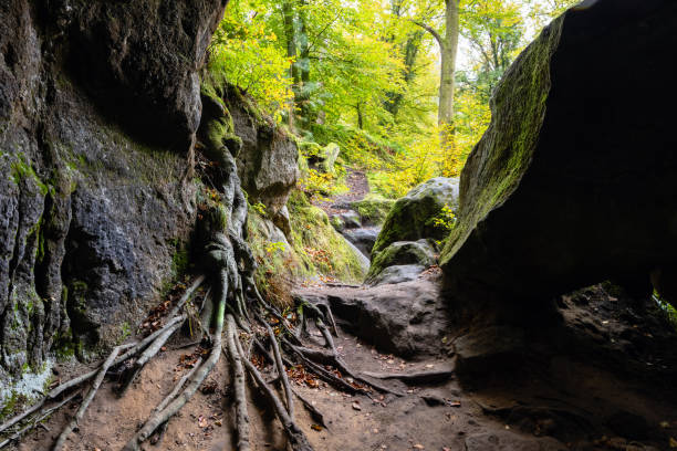 cave in Little Switzerland, Luxembourg, in autumn