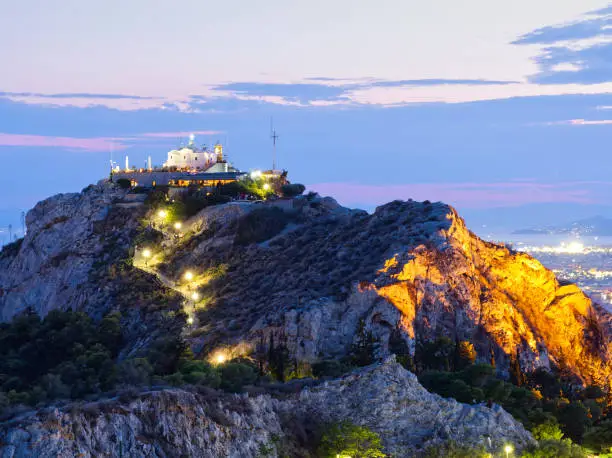 St. George church in Lycabettus in blue hour