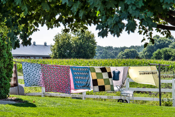 istock Clothes on the line at Amish house 1418037672