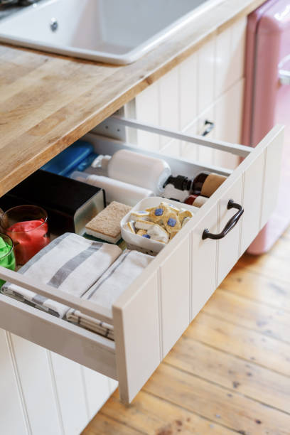 istock wooden drawer with dishwashing tablets at kitchen 1418039160