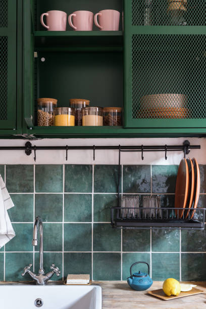 istock green furnished kitchen with modern interior in apartment 1418039731
