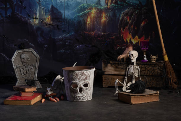 istock Dark Halloween decor with a grave 1418040453