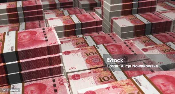 중국 위안 100 Cny 지폐 돈 3d 일러스트 레이 션 0명에 대한 스톡 사진 및 기타 이미지 - 0명, 경제, 금융 - iStock