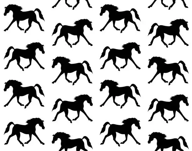 Vector illustration of Vector seamless pattern of Arabian horse silhouette