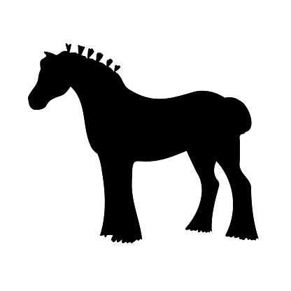 Vector shire horse silhouette isolated on white background