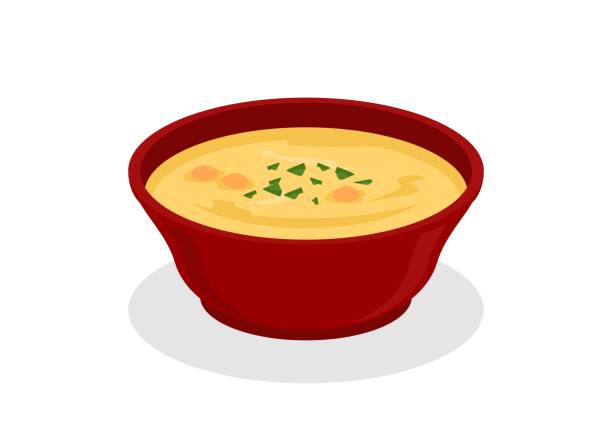 Corn soup. Simple flat illustration. Simple flat illustration of corn soup. chowder stock illustrations