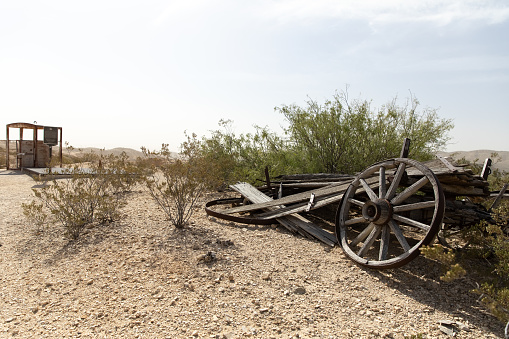 Abandoned wagon in Terlingua Ghost Town in Texas in United States, Texas, Terlingua