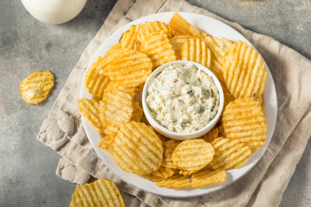 istock Unhealthy Potato Chips and Dip Appetizer 1418056445