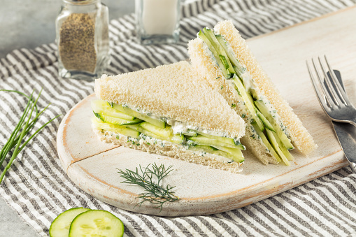 Healthy Homemade English Cucumber Sandwiches with Cream Cheese and Herbs