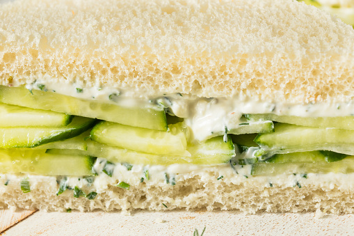 Healthy Homemade English Cucumber Sandwiches with Cream Cheese and Herbs