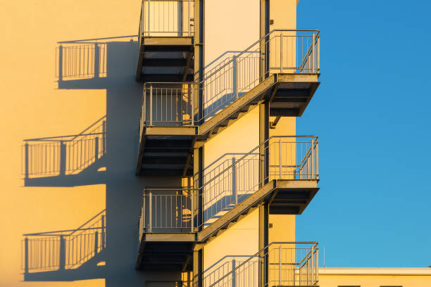 istock building with exterior staircase 1418060866
