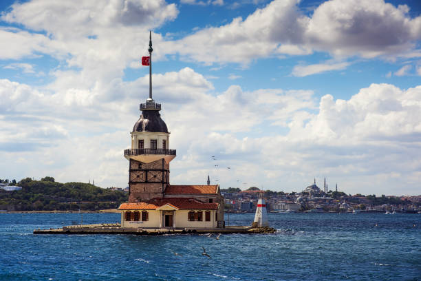 istock Bosphorus with famous Maiden Tower Kiz Kulesi in Istanbul 1418063948