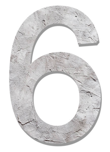 istock Number 6 with concrete texture, on white background 1418069133
