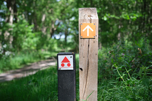 Mountainbike path with mountainbike sign in The Netherlands.