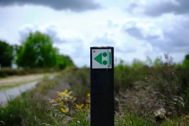 Mountainbike path with mountainbike sign in The Netherlands.