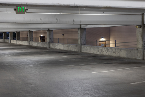 Fully empty parking garage in a city
