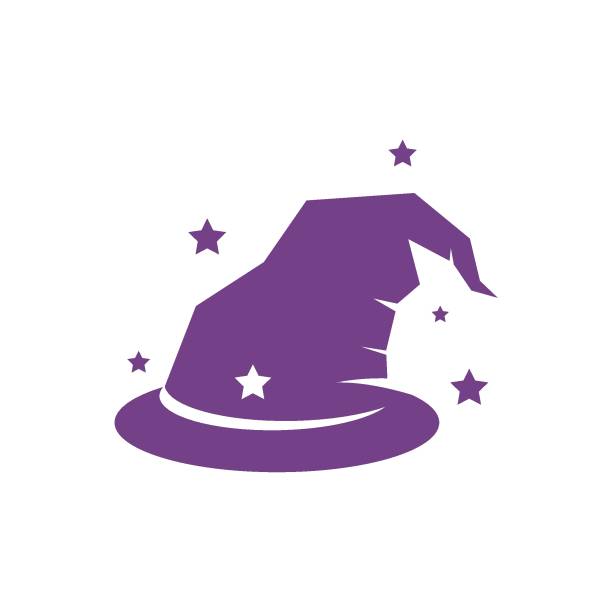 Wizard cap icon Wizard cap icon character logo vector template wizard head stock illustrations