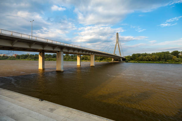 Vistula River and iron bridge in Warsaw, Poland