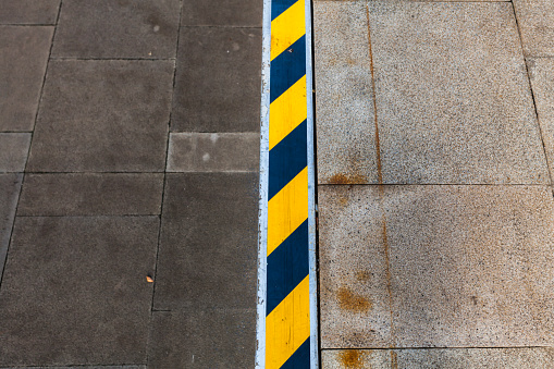 Warning tape pasted on the ground