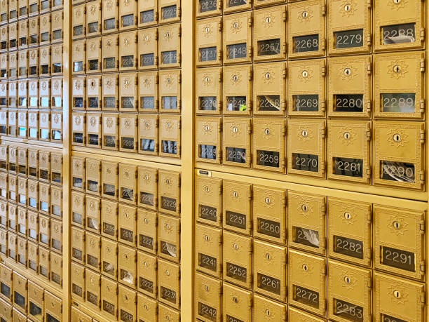 istock retro city post office boxes key lock box mail delivery antique style old fashioned 1418081452