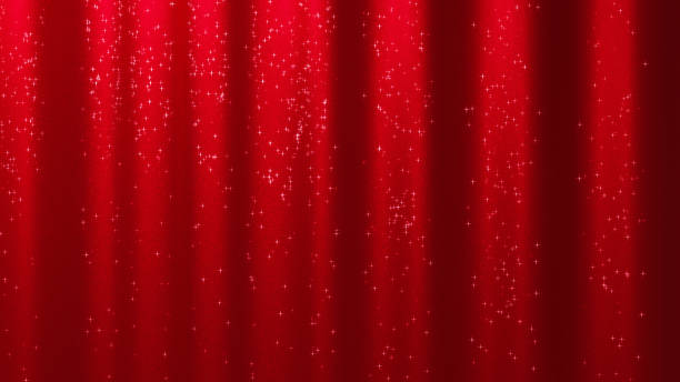 istock Red curtains (with rays of light) shining like lame fabric 1418081578