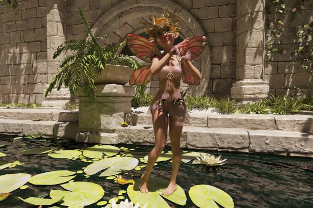 istock Forest fairy and abandoned pool 3d illustration 1418086743