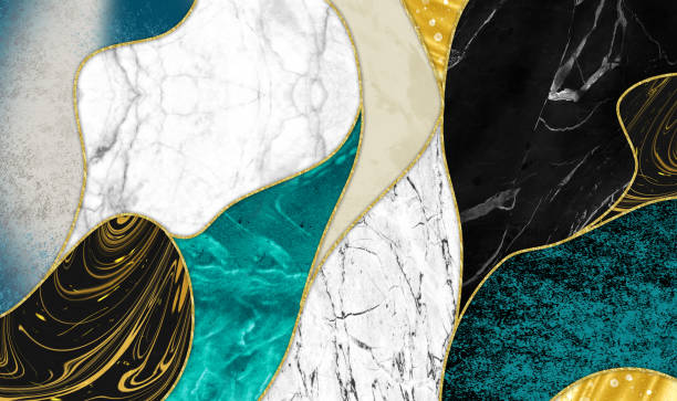 istock 3d abstract wallpaper for wall frame .Resin geode and abstract art, functional art, like watercolor geode painting. golden, blue, turquoise, black, gray, white and gray marble background 1418102464