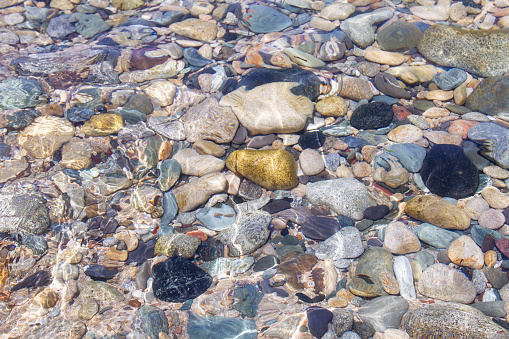 Background - Nature - Colored Rocks In Shallow Water - Full Frame