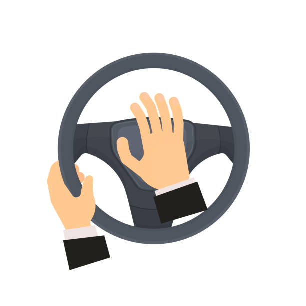 운전자 경적. 자동차 비프음 - steering wheel car symbol control stock illustrations
