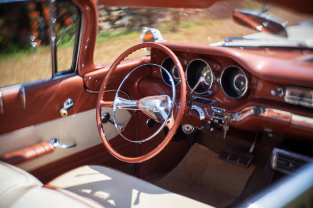 istock Interior of classic vintage car 1418112410